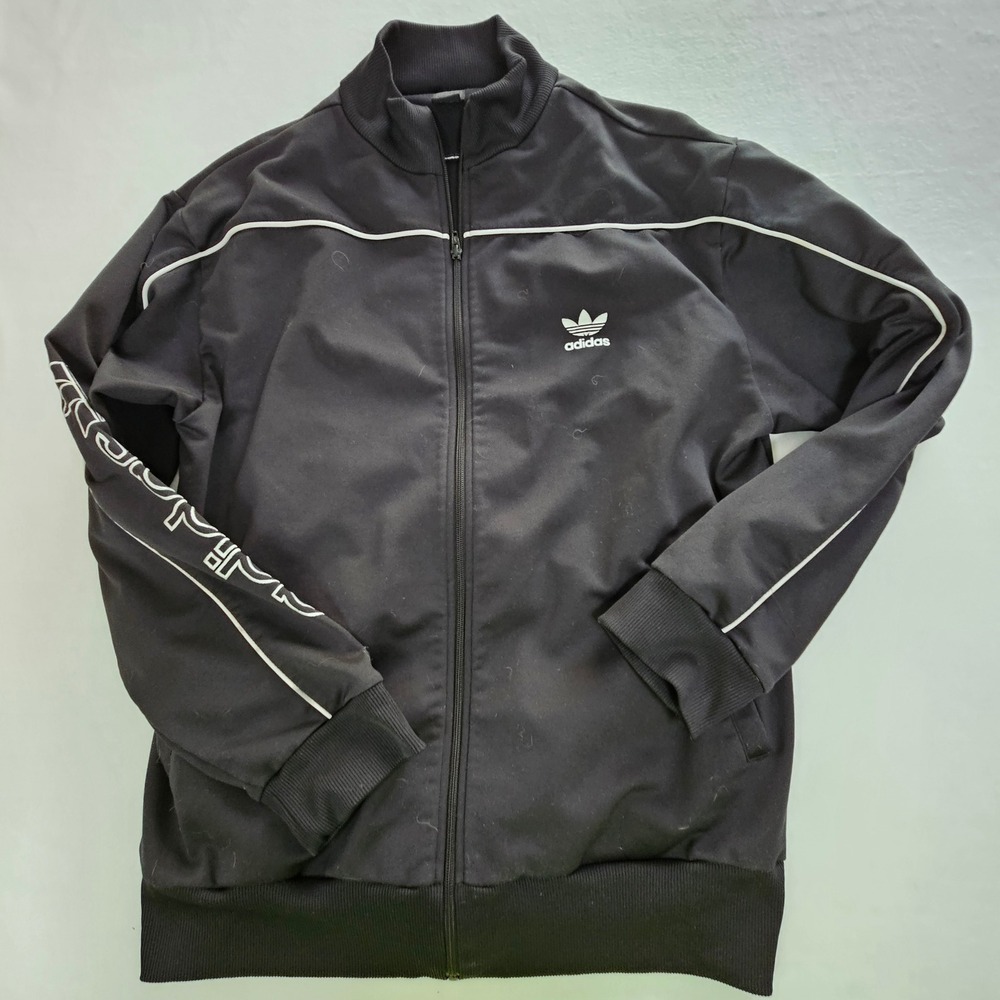 Adidas Originals Mens Track Jacket Black White Trefoil Full Zip 838005 XL